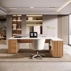 Scrivania direzionale a L Lantine 85,8, scrivania da computer da ufficio extra large con cassetti portadocumenti per l'home office