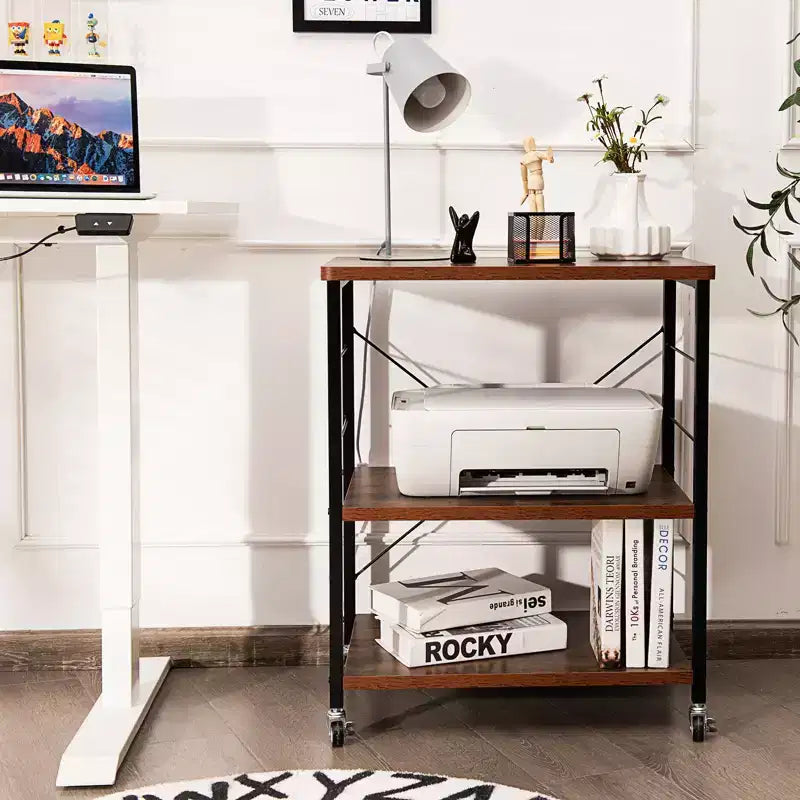 Scaffale da Cucina a 3 Livelli Costway, Carrello per Forno a Microonde con Gancio