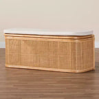 Panca contenitore Bali & Pari Ishana in rattan naturale naturale/bianco: Poliestere imbottito, Struttura in compensato, Nessun montaggio richiesto