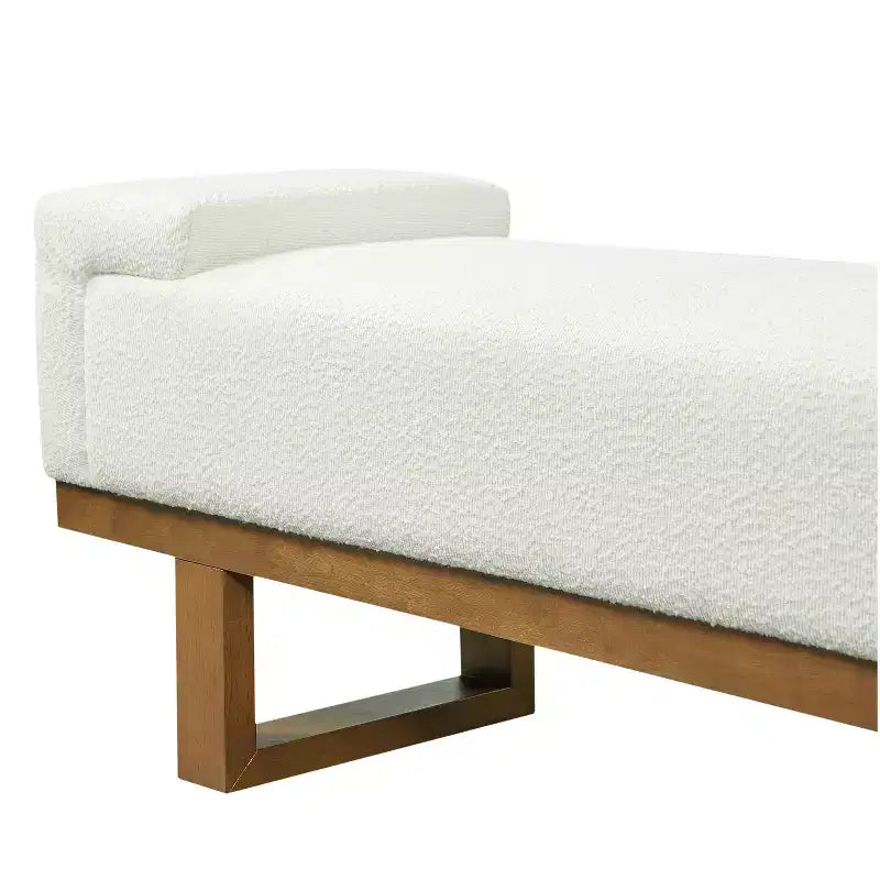 Panca imbottita in boucle Paulina Modern Rubberwood Christopher Knight Home
