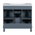 Mobile bagno moderno da 90 cm con lavabo integrato e specchiera, 2 ante e 2 cassetti