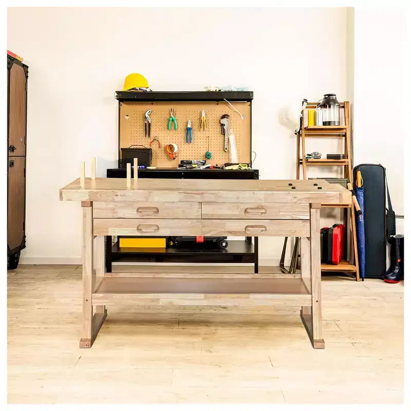 Olympia Tools Banco da Lavoro in Legno di Caucciù 60", 4 Cassetti, Capacità di Carico 450 lbs