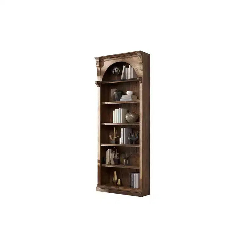 94 Libreria tradizionale alta in legno con contenitore Collezione Stratton Marrone - Martin Furniture