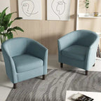 Set di 2 Poltrone Club con Braccioli in Lino a Botte Moderne
