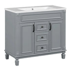 Mobile bagno moderno da 90 cm con lavabo integrato e specchiera, 2 ante e 2 cassetti