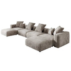Grand canapé modulaire sectionnel en velours côtelé, en forme de U, 4 places avec 2 poufs et 5 oreillers