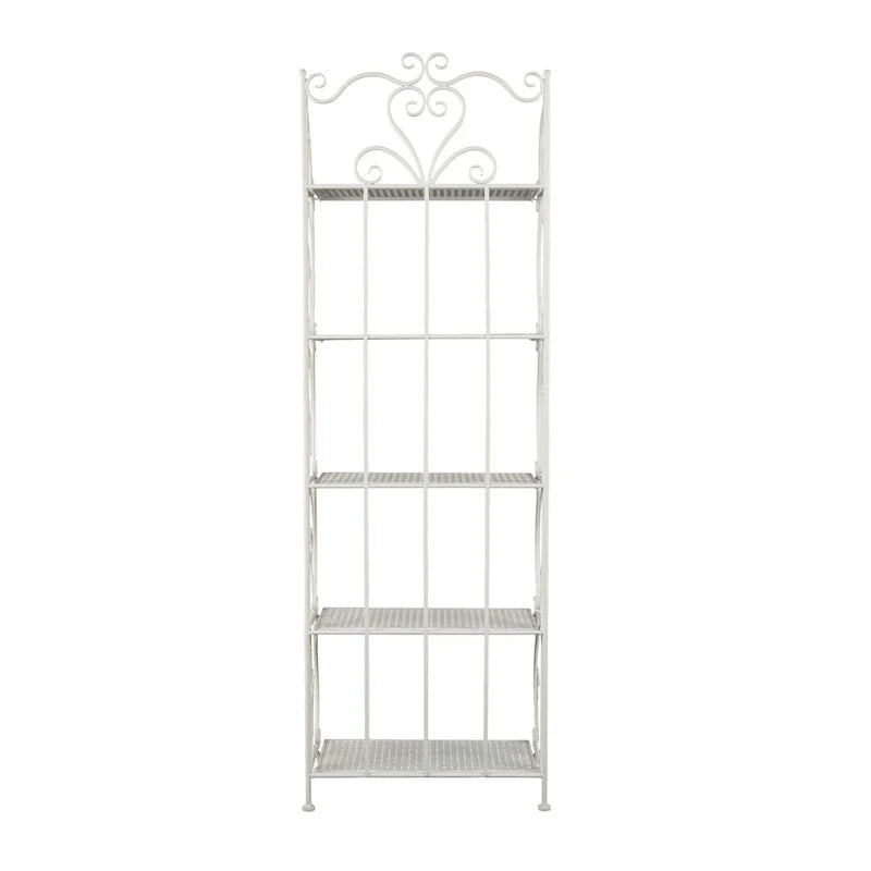 Étagère de Boulanger Pliable Haute à 5 Niveaux en Métal Décoratif pour Intérieur/Extérieur - Or ou Blanc - Roche River Decor