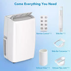 Condizionatore Portatile da 10000 BTU, Climatizzatore Domestico con Telecomando per Stanze fino a 42 m², Funzioni 3-in-1/Timer 24 Ore/Rotelle