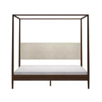 Letto a baldacchino Harbor King con testiera imbottita, biondo/Swiss Coffee (MD2411-01)