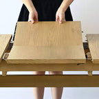 Set da pranzo 9 pezzi per 8 persone, tavolo allungabile con base a cavalletto e sedie imbottite con gambe in legno massello-Panipeachy