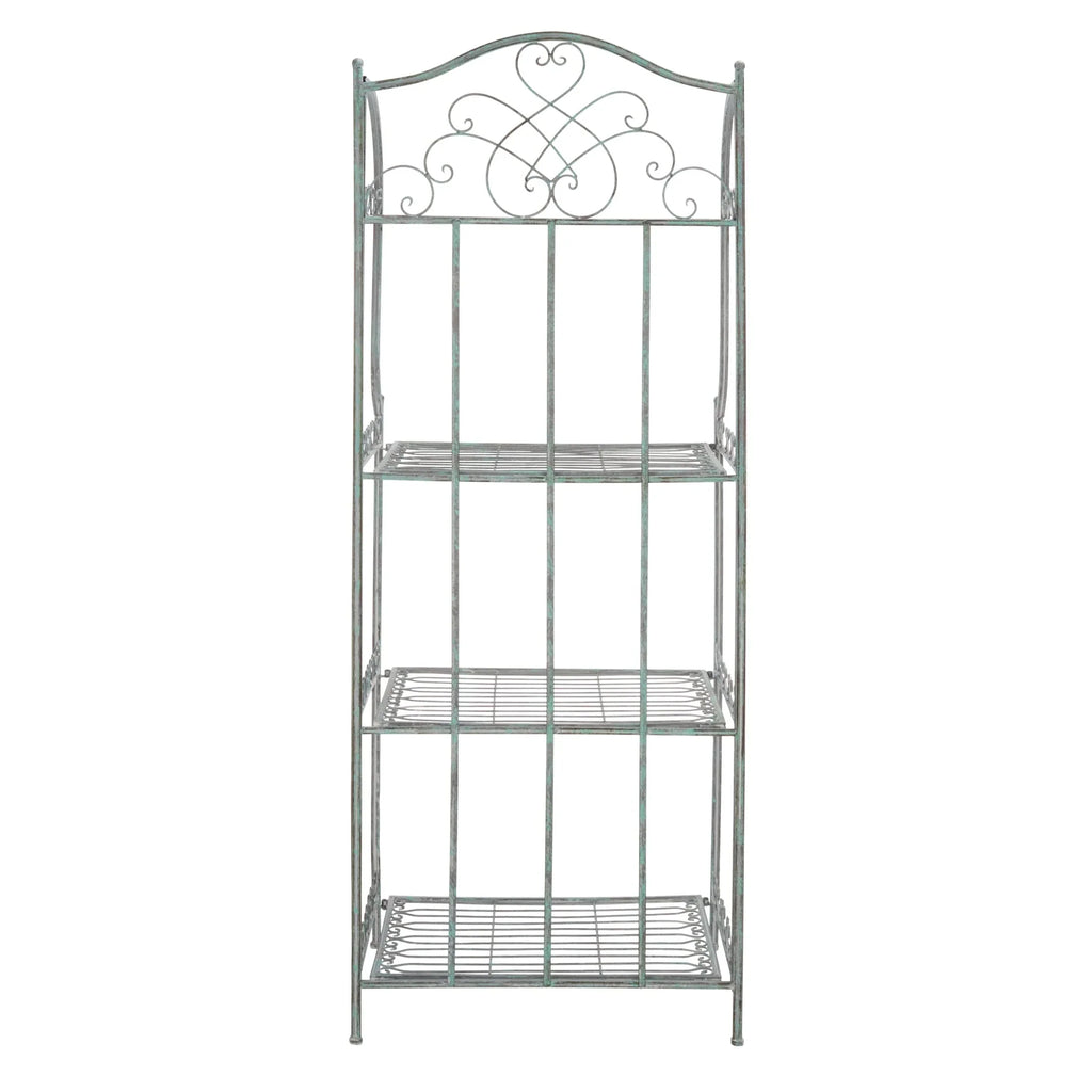 SAFAVIEH Bryn Étagère de boulanger d'extérieur victorienne en fer forgé à 4 niveaux - 63,5 cm l x 38,1 cm P x 160 cm H - 25L x 15P x 63H