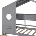 Letto in legno a forma di casa Twin/Full Size con 2 cassetti, letto per bambini con scaffale portaoggetti - ModernLuxe