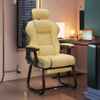 Sedia direzionale ergonomica in pelle gialla con schienale alto