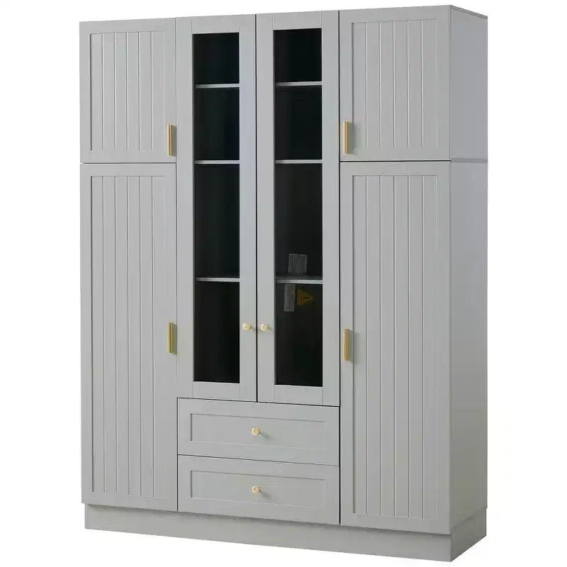 Whisen Dispensa da Cucina Autoportante 71''H, Grande Armadio Contenitore per Sala da Pranzo Credenze con 6 Ante, Ripiani Regolabili