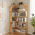Libreria a giorno verticale a L in legno finitura naturale