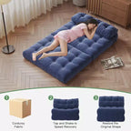 Divano Letto Futon Pieghevole in Velluto a Coste, Sedia Convertibile da Terra con Cuscino e Supporto per la Schiena
