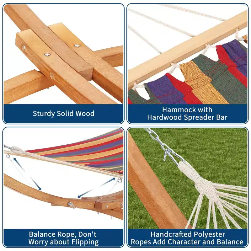 Supporto per Amaca, Resistente in Legno per Esterni, Universale e Resistente alle Intemperie - Curvo da 215 kg per Patio, Giardino, Interni