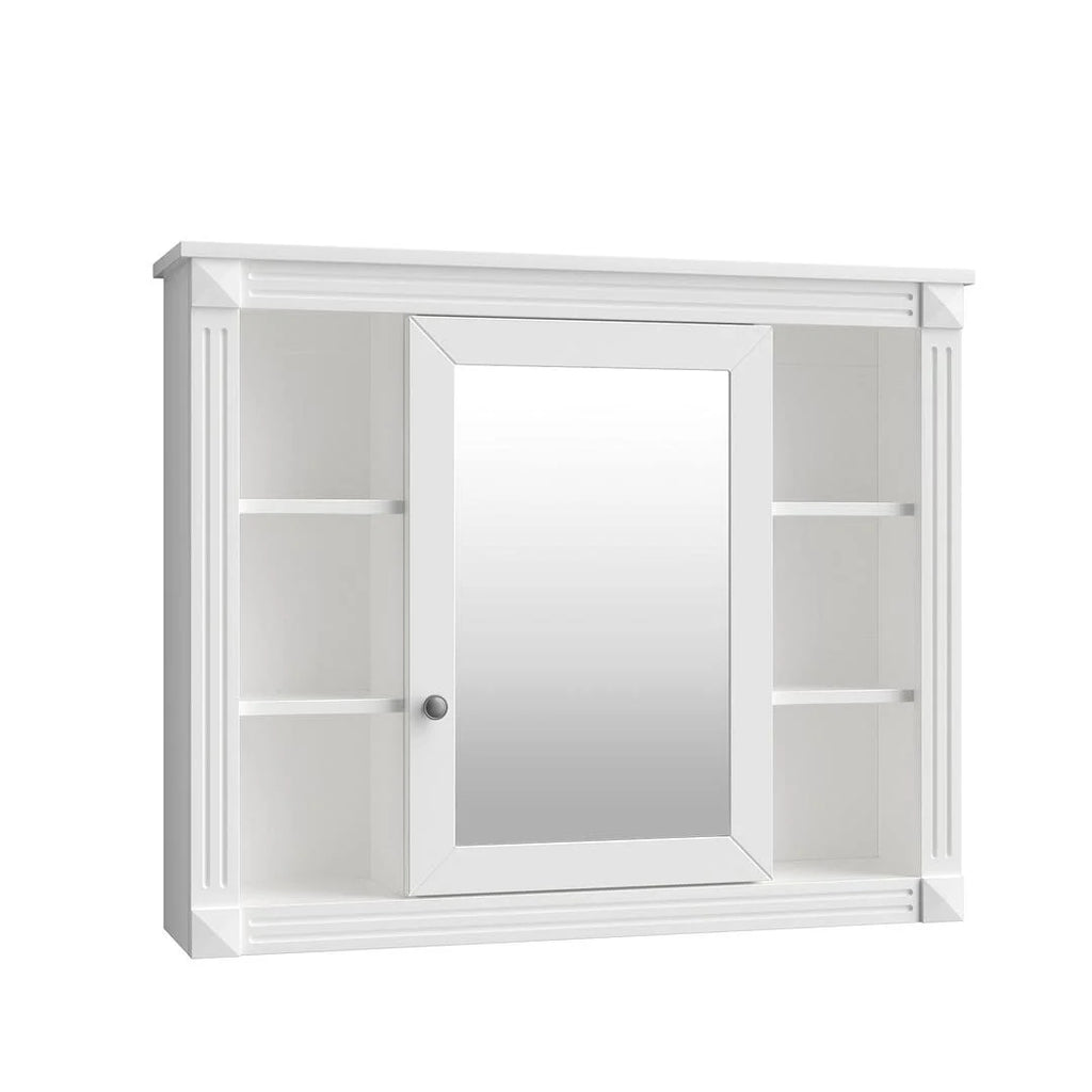 Mobile bagno moderno da 90 cm con lavabo integrato e specchiera, 2 ante e 2 cassetti
