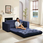 Mjkone Divano Letto Futon Convertibile 2-in-1 da 180 cm, in Tessuto a Coste, Pieghevole con Bottoni Trapuntati, Salvaspazio