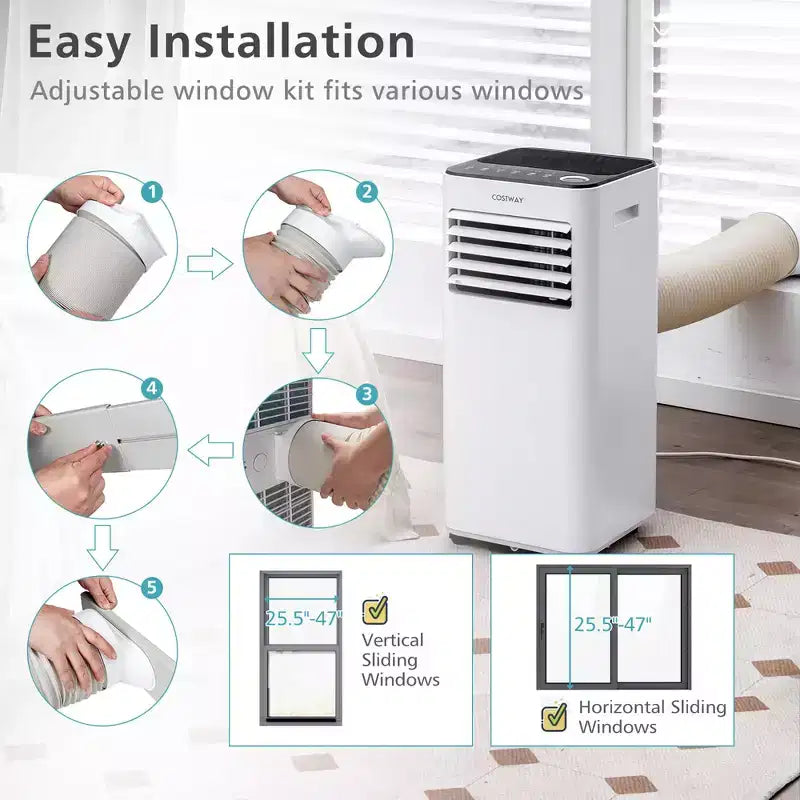 Condizionatore Portatile 3-in-1 Costway 8000 BTU con Ventilatore Deumidificatore e Modalità Sonno