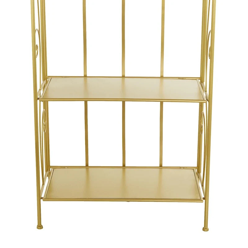 Étagère de Boulanger Pliable Haute à 5 Niveaux en Métal Décoratif pour Intérieur/Extérieur - Or ou Blanc - Roche River Decor