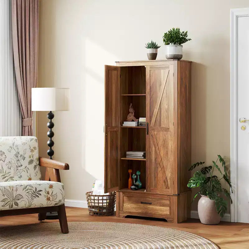 HOMCOM Dispensa da Cucina 183 cm con Ante a Scorrimento, Armadio da Cucina Salvaspazio con Ripiani Regolabili e Cassetto