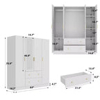 Armadio Hitow con 2 cassetti grandi, zona appendiabiti centrale con specchio, stile minimalista