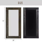 Specchio a figura intera rettangolare ad angolo retto in legno massiccio, usato, marrone, 71x31 pollici (senza staffa)