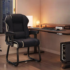 Sedia direzionale ergonomica in pelle gialla con schienale alto