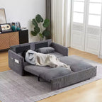 Divano letto convertibile 3-in-1 in velluto a coste da 64,5 pollici con letto estraibile
