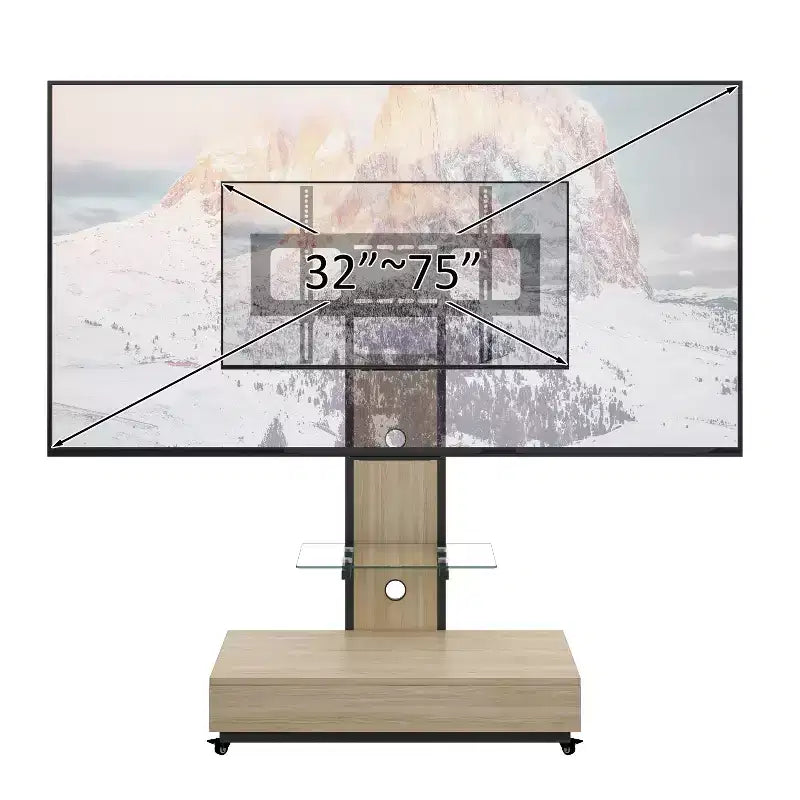 Mobile TV con carrello per TV da 32 a 75 pollici, regolabile in altezza con cassetto e ruote per soggiorno, camera da letto, uffici -ModernLuxe