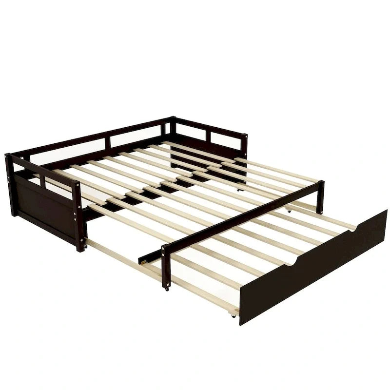 Letto a giorno estensibile con letto estraibile, Letto a giorno in legno con letto estraibile
