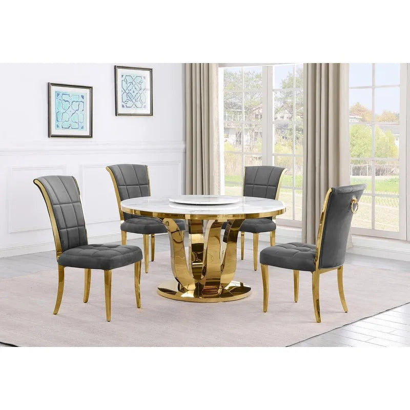 Best Quality Furniture D325-SC324-7 Set da pranzo rotondo 5 pezzi