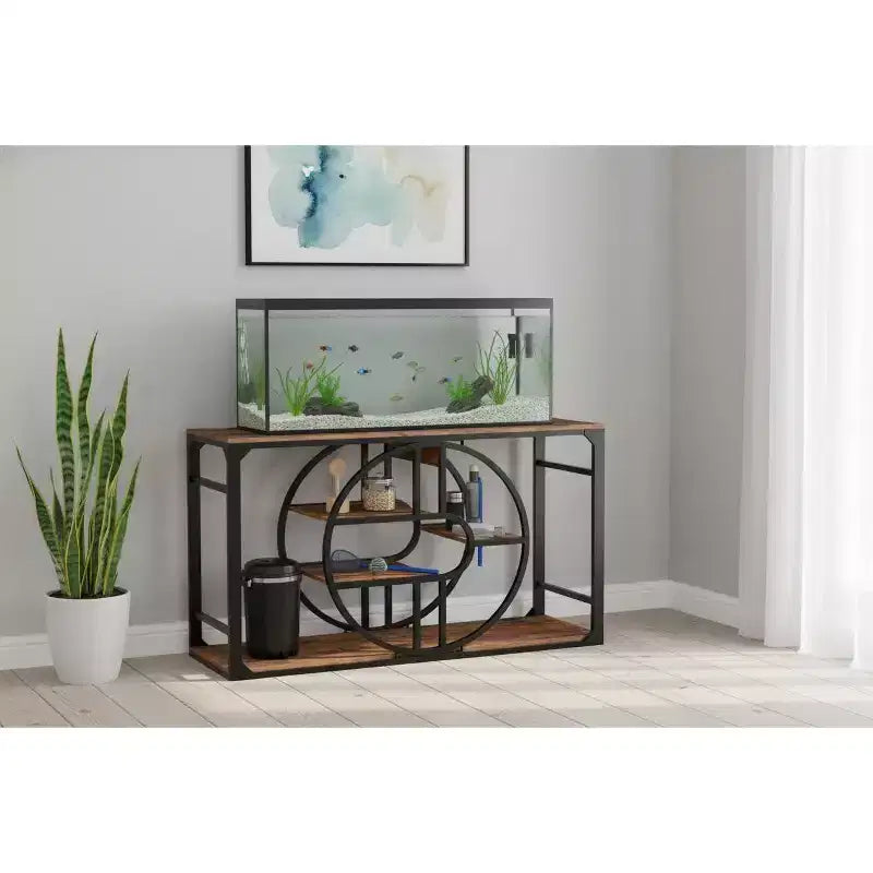 Mobile per Acquario in Metallo da 208-284 Litri, Supporto per Acquario Resistente con Armadietto, Mobile per Acquario a Più Livelli con Gambe Rinforzate, Adatto