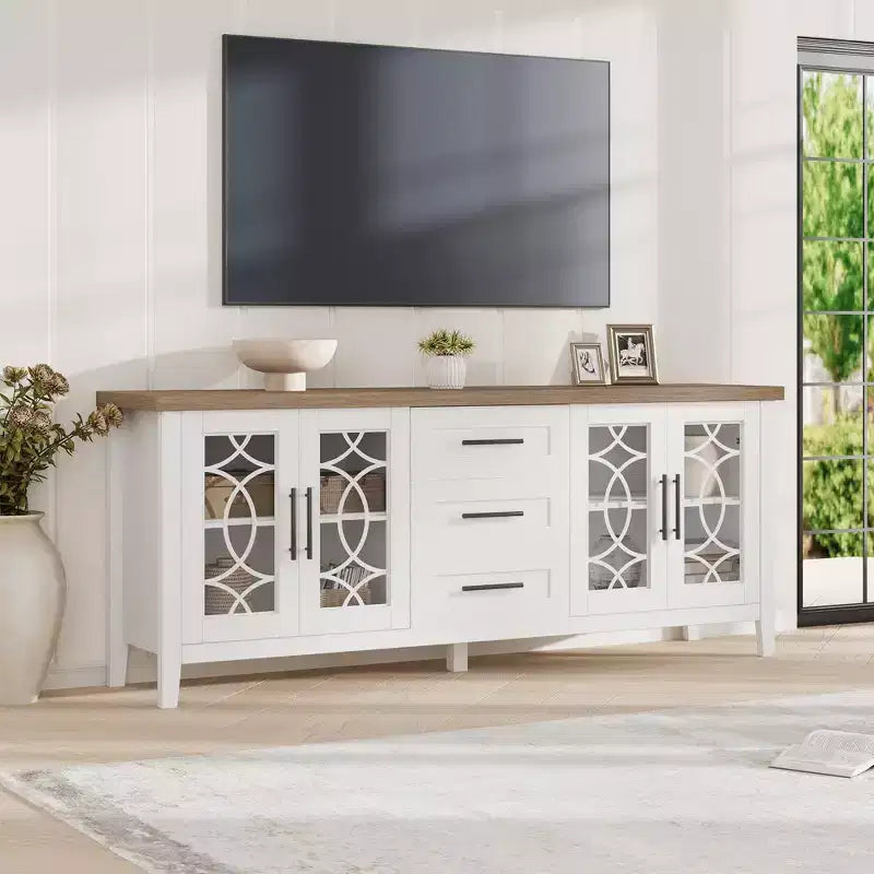 Mobili porta TV con cassetti, Centro di intrattenimento TV, Tavolino console TV per soggiorno e camera da letto, Mobile contenitore