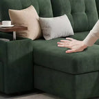 Divano letto componibile modulare Dyonery 112 con letto estraibile, divano componibile a U con contenitore, divani con seduta extra ampia e profonda per soggiorno