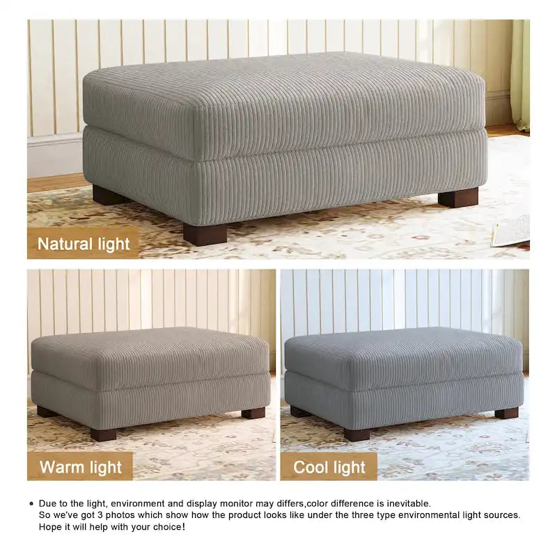 Pouf Ottomano Accento Oversize in Velluto a Coste Moderno