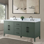 Mobile lavabo doppio Vanity Art 72 per bagno, con top in marmo tecnico