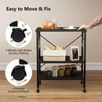 Scaffale da Cucina a 3 Livelli Costway, Carrello per Forno a Microonde con Gancio