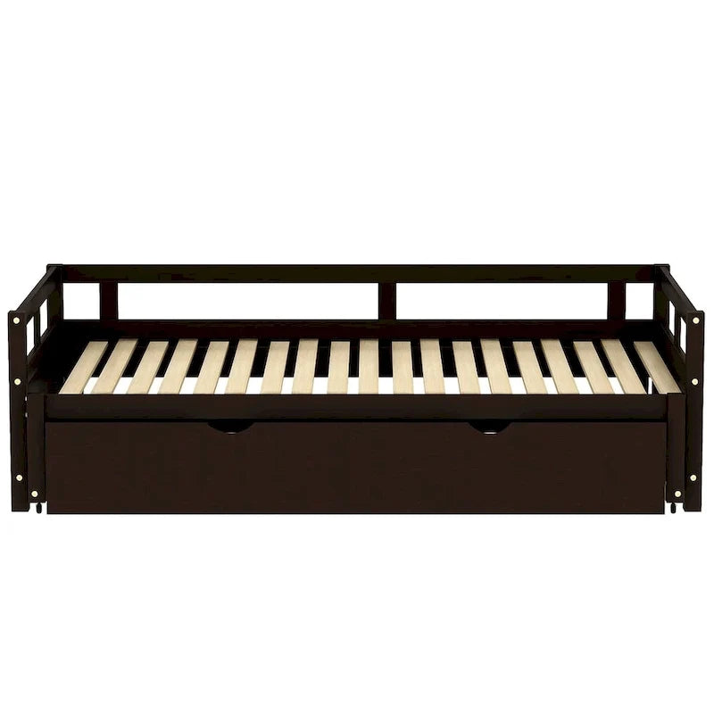 Letto a giorno estensibile con letto estraibile, Letto a giorno in legno con letto estraibile