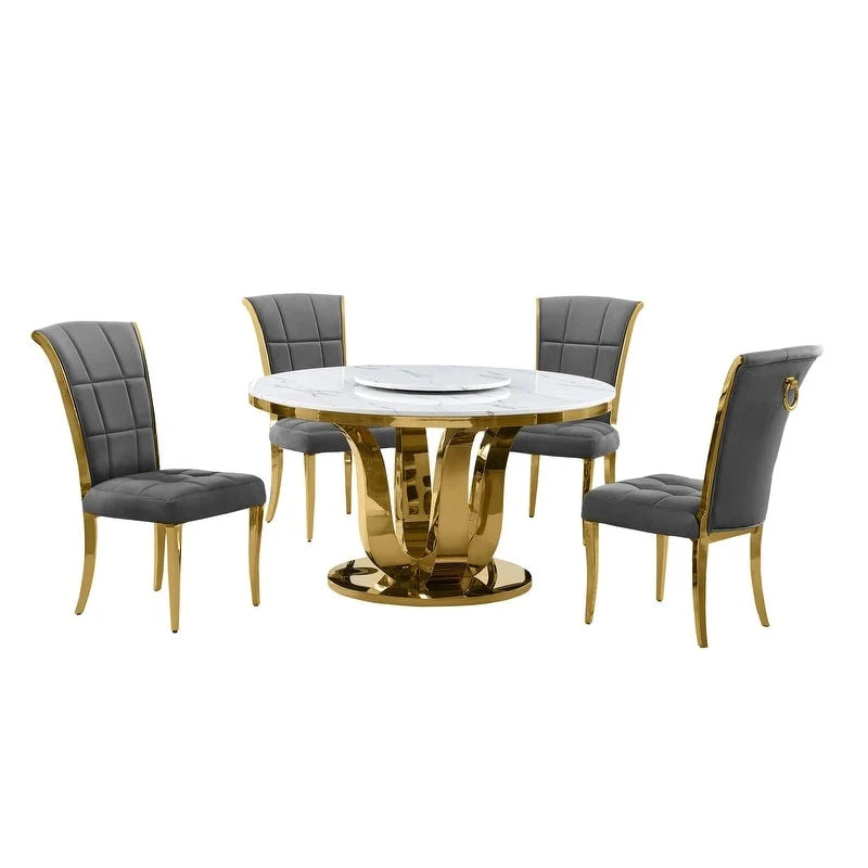 Best Quality Furniture D325-SC324-7 Set da pranzo rotondo 5 pezzi