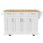 Grande isola da cucina con ribalta in legno, carrello da cucina arrotolabile con texture in rilievo, ante e cassetti con contenitore per cucina, bianco