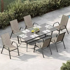 Sedie da patio, Set di 4/6 sedie da pranzo impilabili per esterni in textilene leggero per tutte le stagioni con braccioli per cortile, bordo piscina