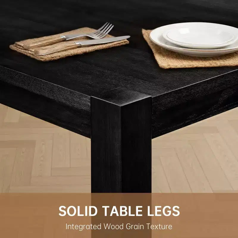 Set da pranzo moderno - Tavolo da 80 + 6 sedie imbottite, struttura in legno massello, capacità del tavolo 180 kg, facile montaggio