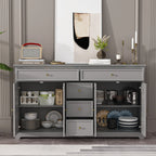 59.1'' Credenza Buffet Bianco Laccato Mid-Century Modern Contemporaneo