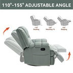 Poltrona reclinabile manuale oversize verde con funzione girevole, a dondolo e rivestimento in tessuto