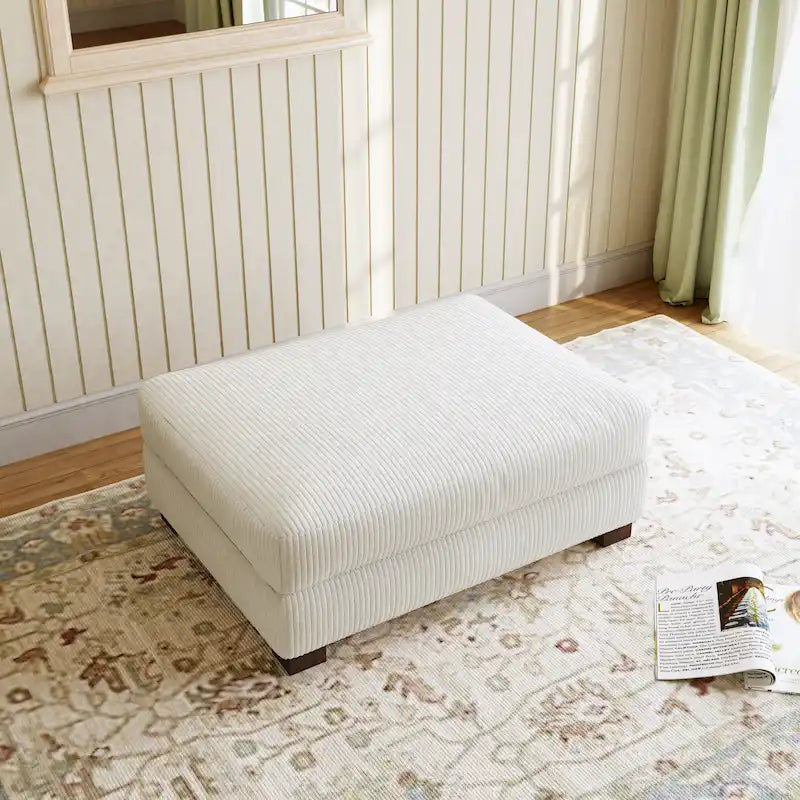 Pouf Ottomano Accento Oversize in Velluto a Coste Moderno