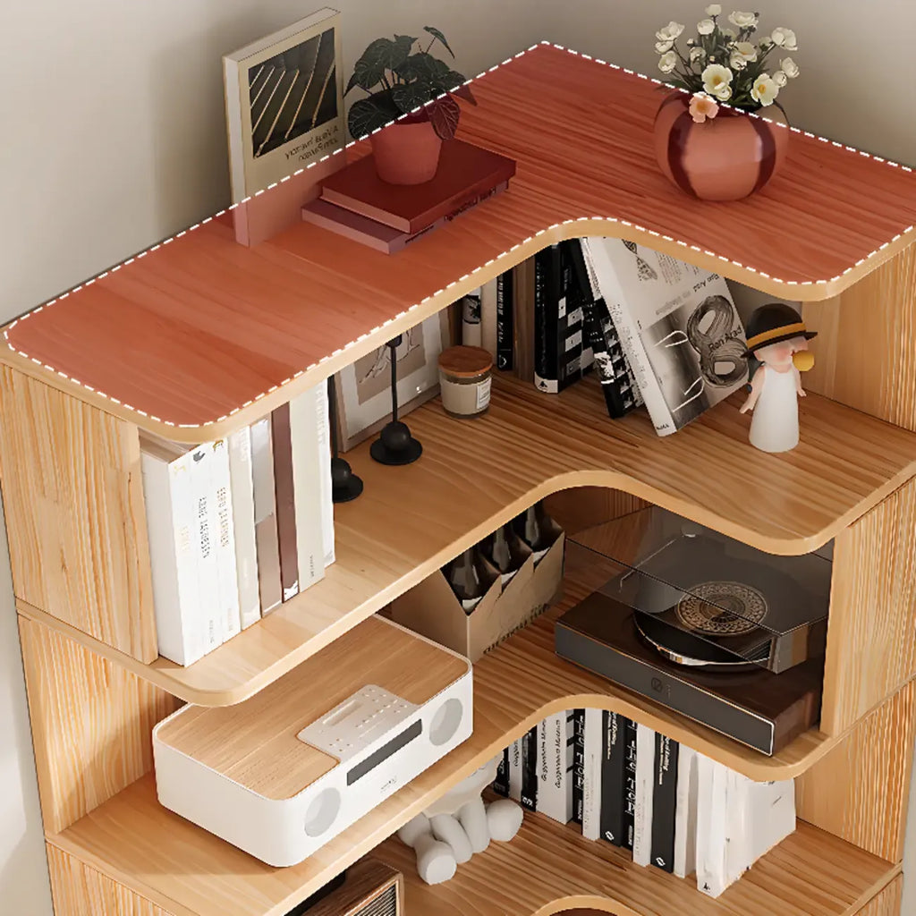 Libreria a giorno verticale a L in legno finitura naturale
