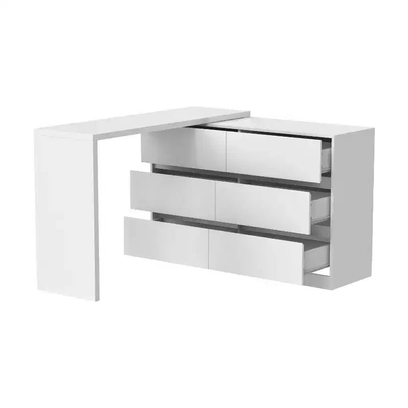 Credenza da buffet intelligente girevole/allungabile con 6 cassetti, piano d'appoggio esteso, tappetino antiscivolo, tavolo da pranzo girevole, isola per cucina/dispensa