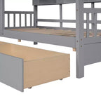 Letto in legno a forma di casa Twin/Full Size con 2 cassetti, letto per bambini con scaffale portaoggetti - ModernLuxe